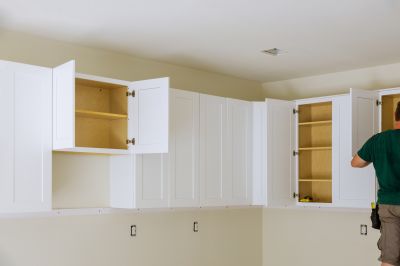 Interior Kitchen with Glazed Cabinets